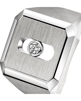 Diamond Move Titanium Natural Signet Ring in Titanium, 0.06 tcw