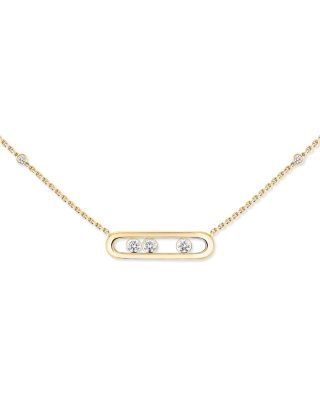 Diamond Baby Move Necklace in 18K Gold, 17.7", 0.14 tcw