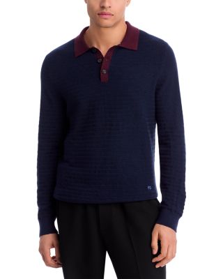 Long Sleeve Textured Polo Shirt