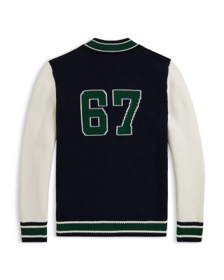 Boys' Letterman Cotton Full Zip Sweater - Little Kid