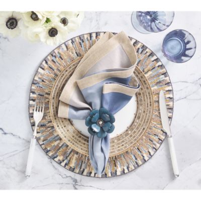 Dip Dye Napkin in Blue and Gray