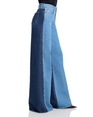 Beau High Rise Two Tone Wide Leg Jeans in Paso