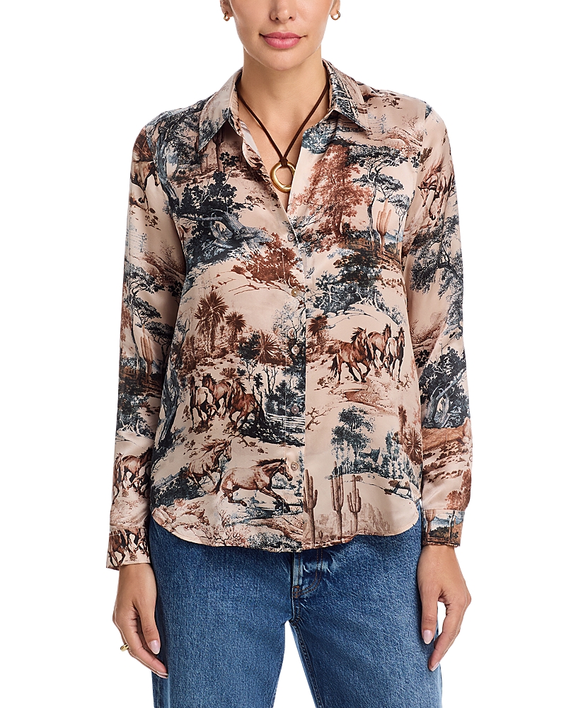 L Agence L'agence Tyler Silk Blouse In Neutral