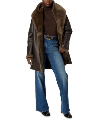 Melina Leather & Faux Fur Trim Coat