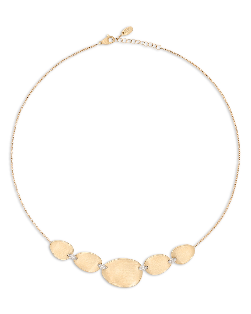 Marco Bicego 18K White & Yellow Gold Lunaria Diamond Textured Disc Halfsie Collar Necklace, 16.5-18