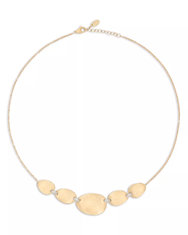 Marco Bicego 18K White & Yellow Gold Lunaria Diamond Textured Disc Halfsie Collar Necklace, 16.5