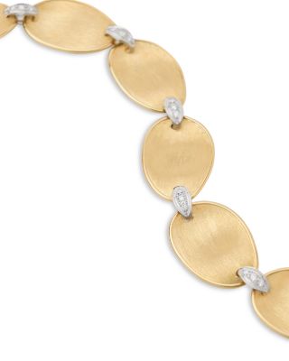 18K White & Yellow Gold Lunaria Diamond Textured Link Collar Necklace, 17.75"