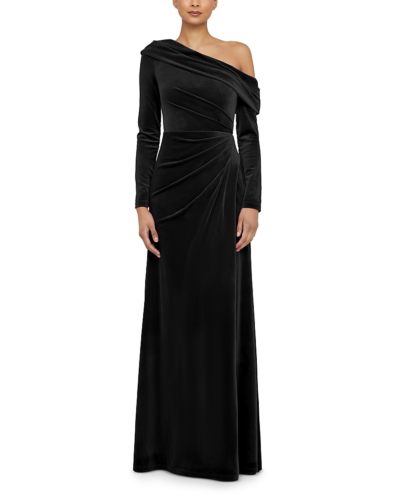 Theia Katniss One Shoulder Gown In Black