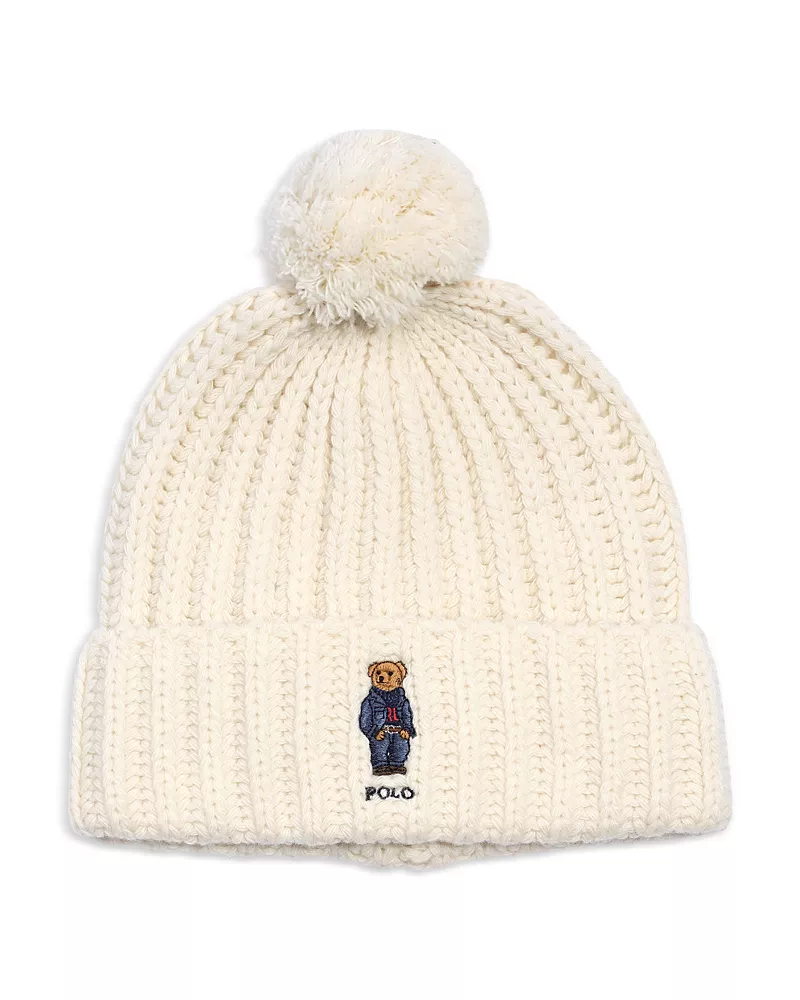 Ralph Lauren Pom Pom Denim Bear Beanie