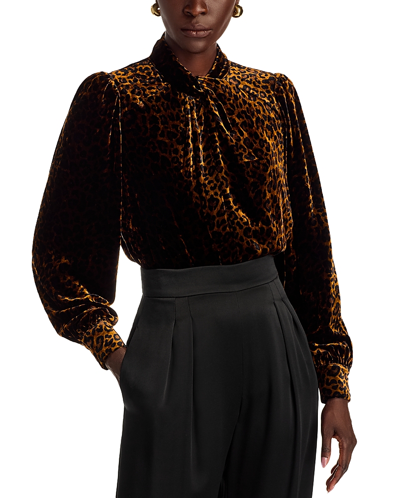 Elie Tahari The Levana Long Sleeve Velvet Shirt In Animal Print