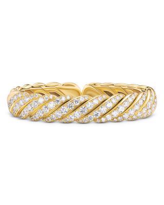 Sculpted Cable Flex Bracelet in 18K Yellow Gold with Diamonds, 11mm