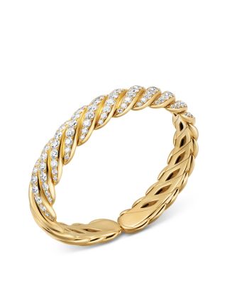 Sculpted Cable Flex Bracelet in 18K Yellow Gold with Diamonds, 11mm