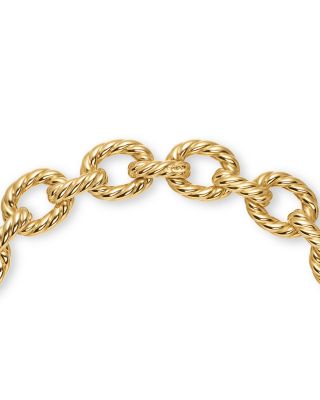 Sculpted Cable Oval Link Necklace in 18K Yellow Gold, 18mm
