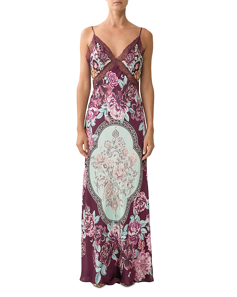 Camilla Silk Charmeuse Maxi Slip Dress In Multi