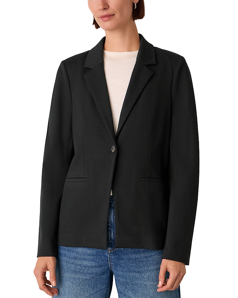 Whistles Textured Ponte Stretch Blazer In Black