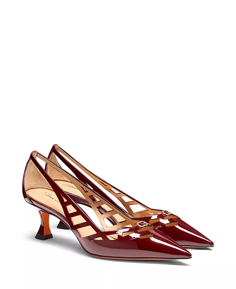 Santoni Women's Leather Mid-Heel Pump