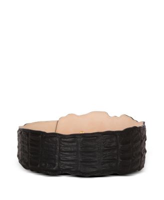 Balmain Wide Crocodile-Print Leather Belt