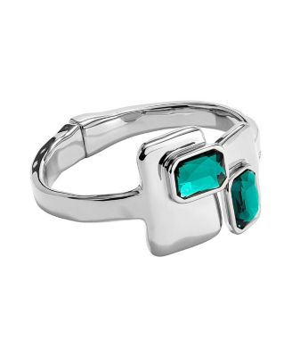 Rigid Sterling Bracelet with Green Crystals