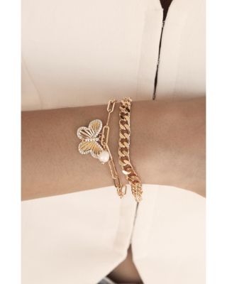 Butterfly Charm & Chain Bracelet, Set of 2