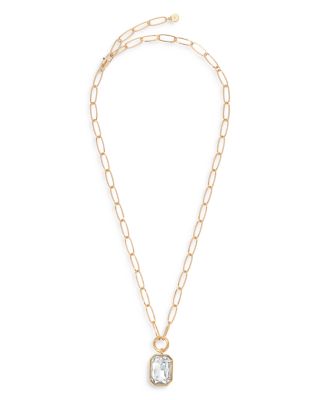 Stone Bezel Deco Pendant Necklace, 15-20"