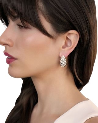 Modern Ribbed Small Hoop Earrings