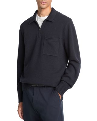 Wool and Cashmere Long Sleeve Zip Polo