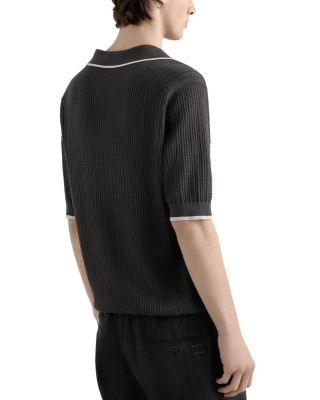 Short Sleeve Textured Polo Sweater