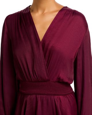 Bei Surplice Neck Asymmetric Midi Dress