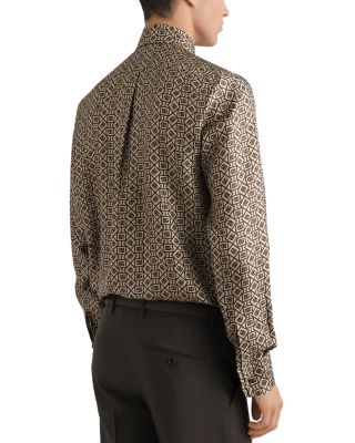 Long Sleeve Printed Silk Shirt