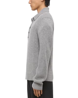 Relaxed Fit Block Knit Wool Polo Sweater  