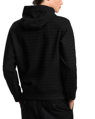 Allover Eagle Jacquard Motif Hooded Sweatshirt