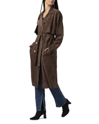 Faux Suede Trench Coat