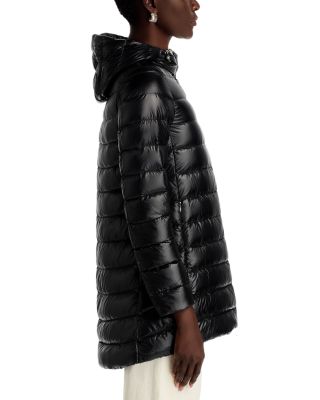 Quilted Hooded A Line Coat