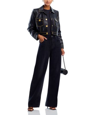 Winsome Leather Crop Studded Jacket