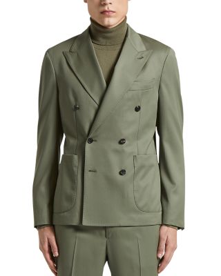 Solid Regular Fit Double Breasted Suit Jacket