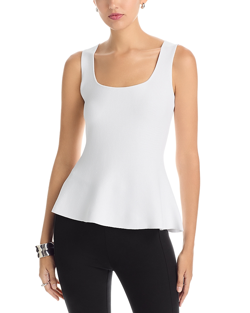 T Tahari Square Neck Peplum Top In Multi
