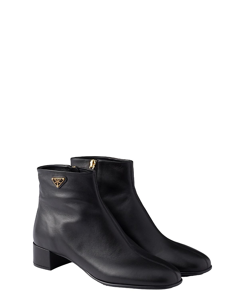 Prada Triangle-logo Zip Ankle Boots In Black