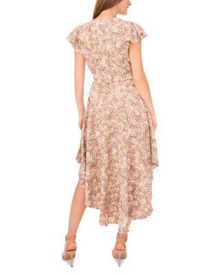 V Neck Flutter Sleeve Maxi Dress