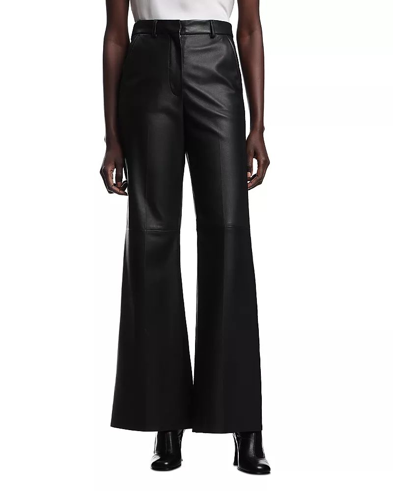Emporio Armani Leather Flare Leg Pants