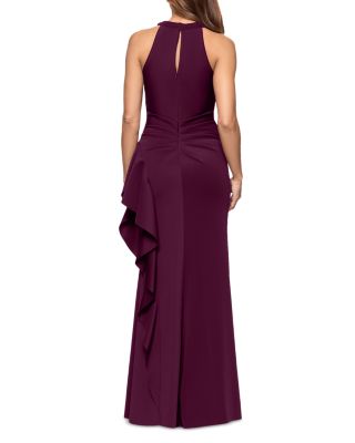 Scuba Ruffle Halter Gown - Exclusive