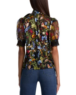 Brentley Tie Neck Puff Sleeve Blouse