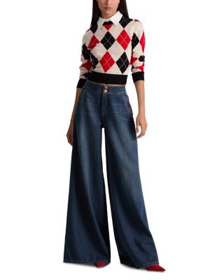 Carolann Collared Cropped Argyle Sweater