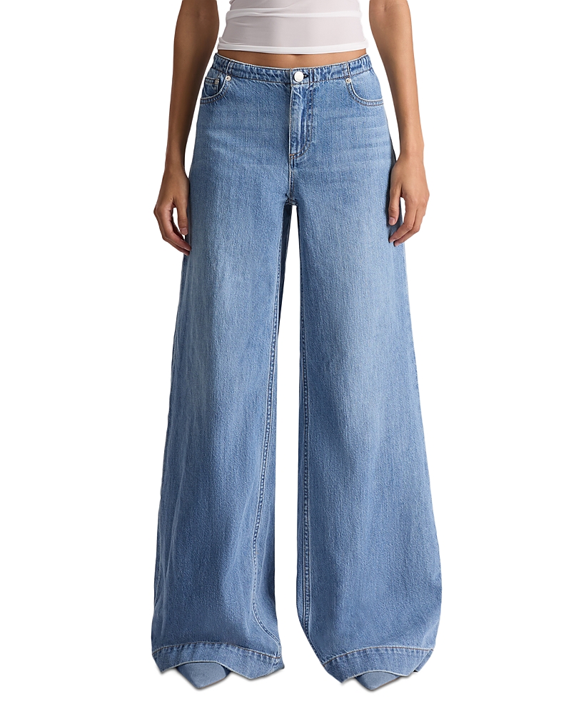 Alice And Olivia Slay Low Rise Wide Leg Jeans In Celine Vintage In Blue