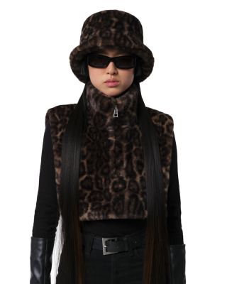 Amara Leopard Print Faux Fur Bucket Hat