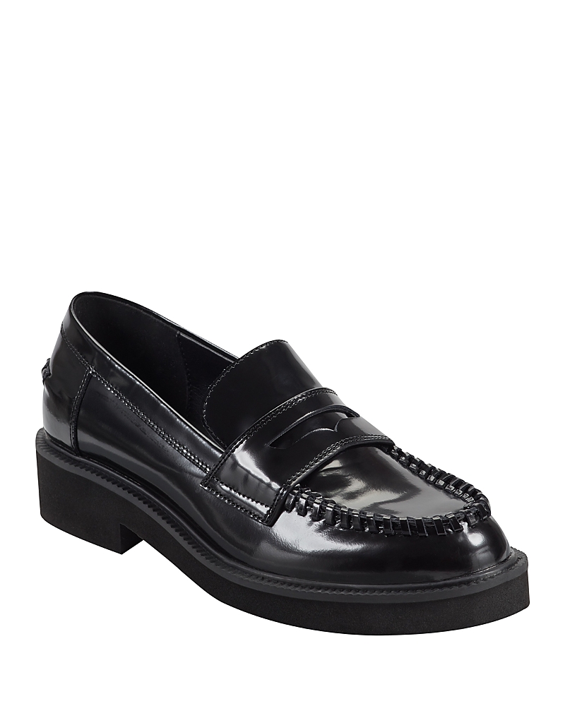 Marc Fisher Ltd Dagman Whipstitch Leather Loafers In Black
