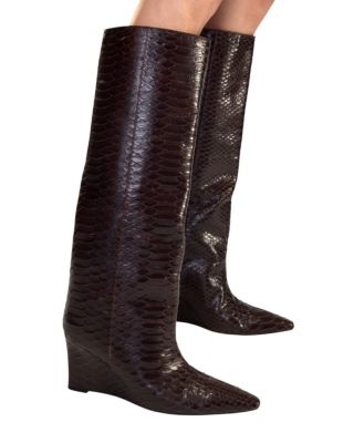 Women's Embossed Leather Wedge Boot