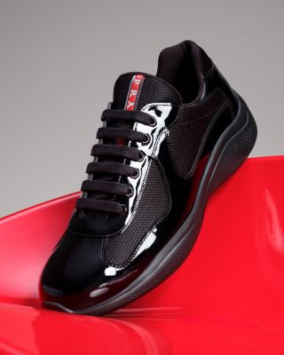 Men's Patent Leather and Technical Fabric Prada America's Cup Sneakers