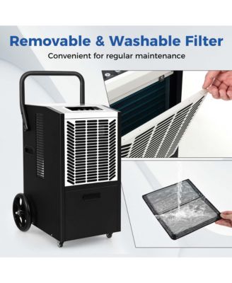  163 Pints Commercial Dehumidifier with Pump & Drain Hose Heavy Duty Dehumidifier