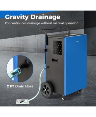  215 Pints Commercial Dehumidifier with Drain Hose 24H Timer Portable Handle