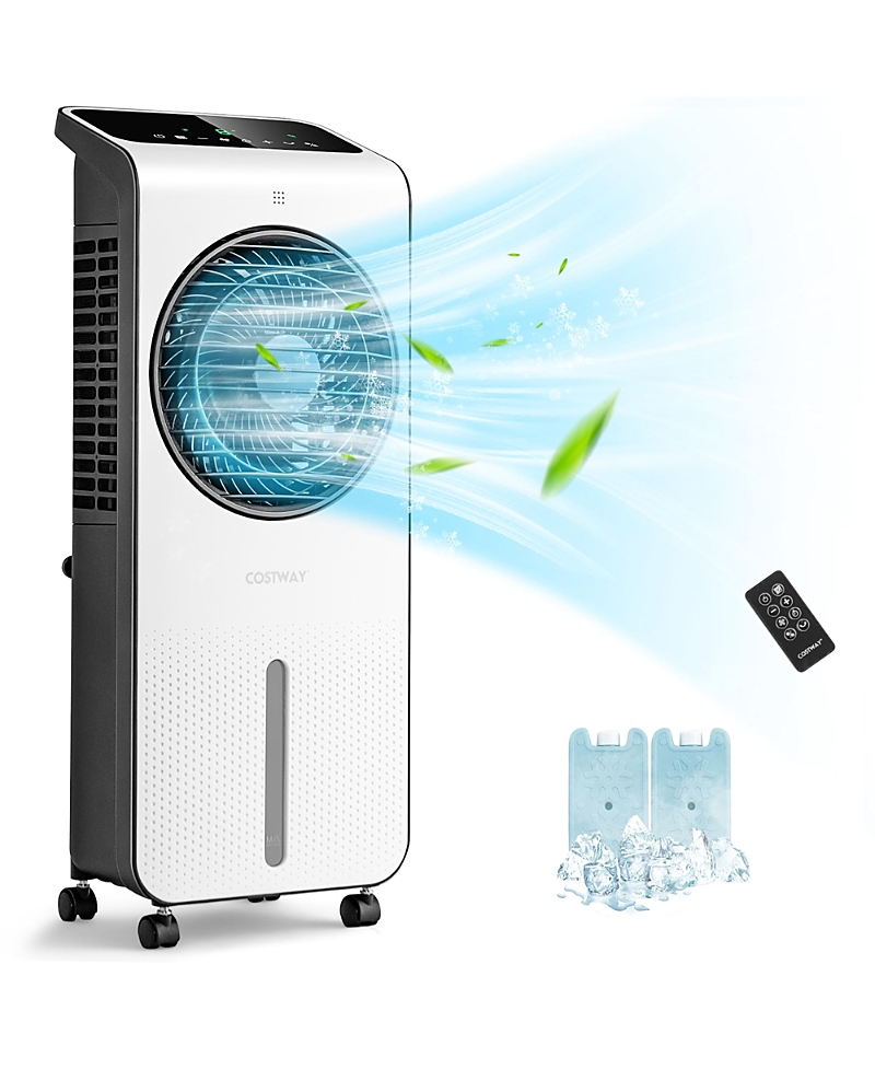 Costway Evaporative Air Cooler 3-in-1 Portable Swamp Cooling Fan With 12h Timer Remote In White
